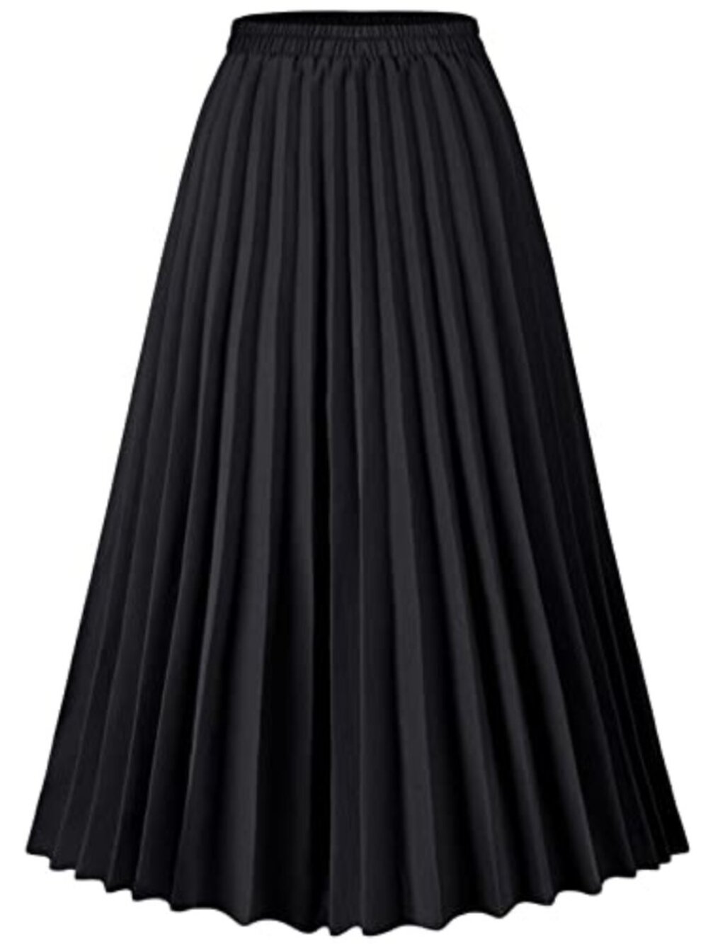High Waisted Pleated Midi Skirt A-Line Flowy Long